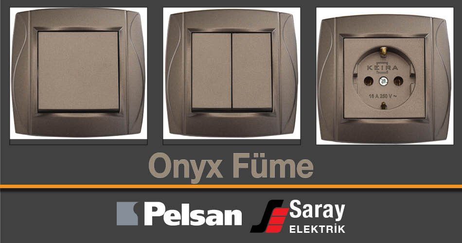 Pelsan Onyx Füme Anahtar Priz