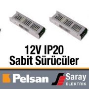 Pelsan 12V IP20 Sabit Gerilim Sürücüler 36-360W, 12V, 3-30A