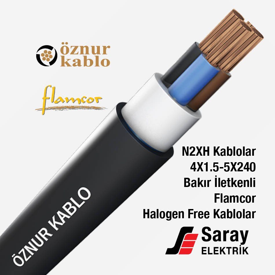 Öznur Kablo N2XH Kablolar 4x1-5x240 0.6/1 kV XLPE Halojensiz