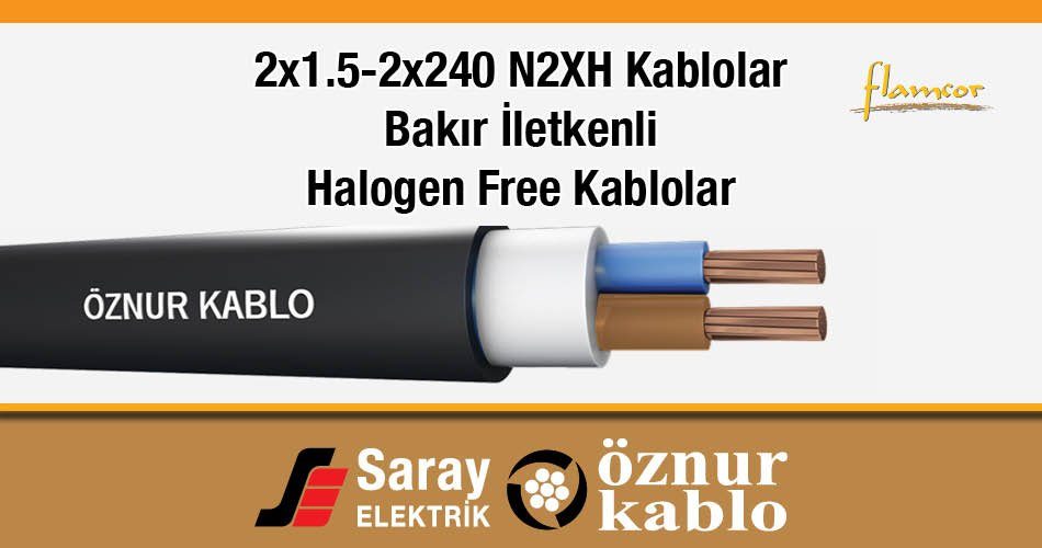 Öznur Kablo 2x1-2x240 N2XH Kablolar 2x1.5-2x240 0.6/1 kV XLPE