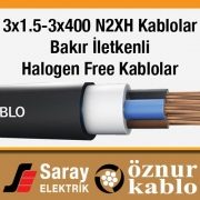 Öznur Kablo 3x1-3x400 N2XH Kablolar 0.6/1 kV 3x1.5-3x400 XLPE