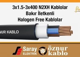 Öznur Kablo 3x1-3x400 N2XH Kablolar 0.6/1 kV 3x1.5-3x400 XLPE