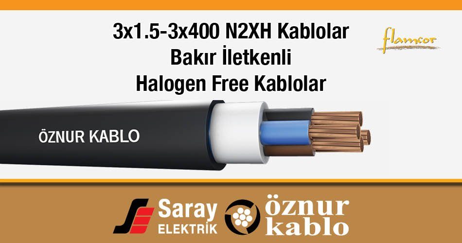Öznur Kablo 3x1-3x400 N2XH Kablolar 0.6/1 kV 3x1.5-3x400 XLPE
