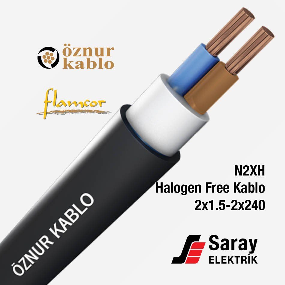 Öznur Kablo 2x1-2x240 N2XH Kablolar 2x1.5-2x240 0.6/1 kV XLPE