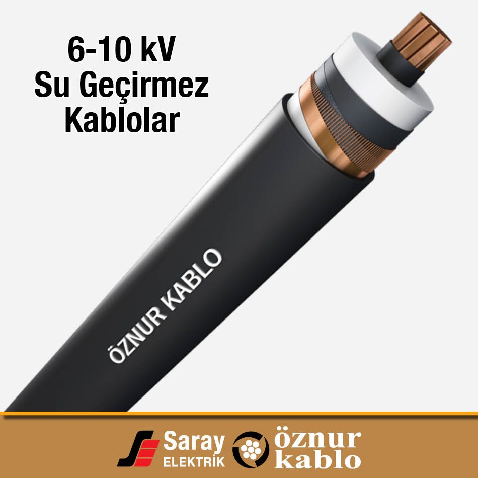 Öznur 6-10 kV Su Geçirmez Kablo XLPE Cu/XLPE/CWS/LW /PE(IEC)