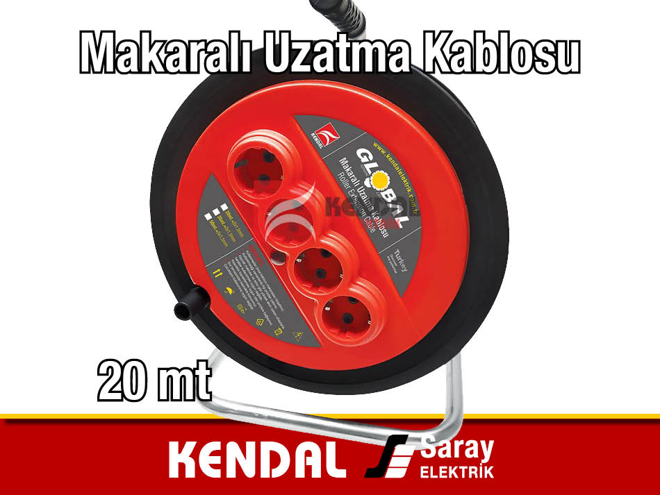 Kendal 20 mt Makaralı Uzatma Kablosu KMK220 20Mt 2x1,5 mm2