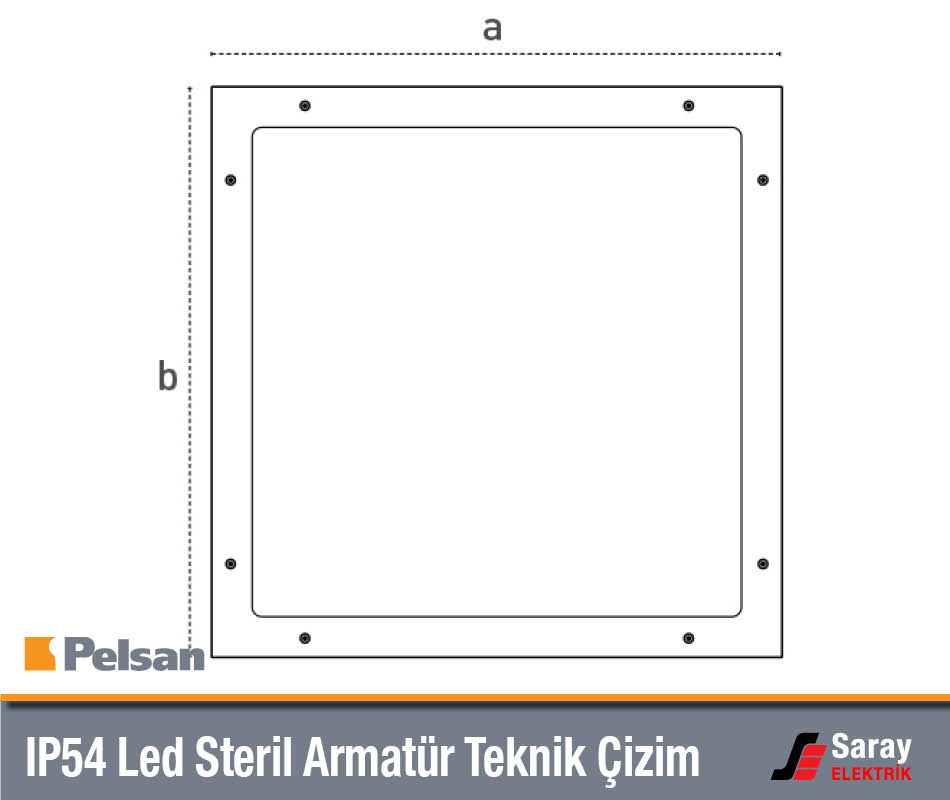 Pelsan IP54 Led Steril Armatür Teknik Çizim