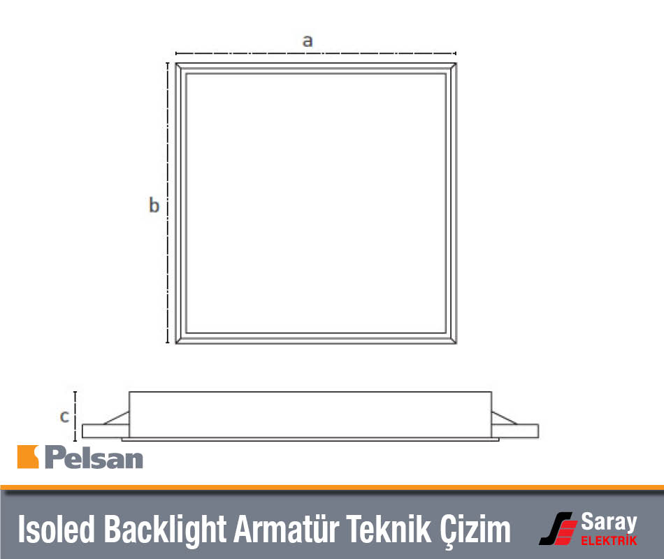 Pelsan Isoled Backlight Armatür Teknik Çizim