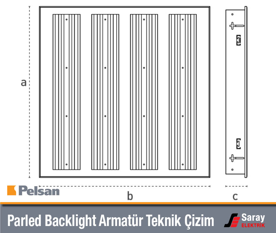 Pelsan Parled Backlight Armatür Teknik Çizim