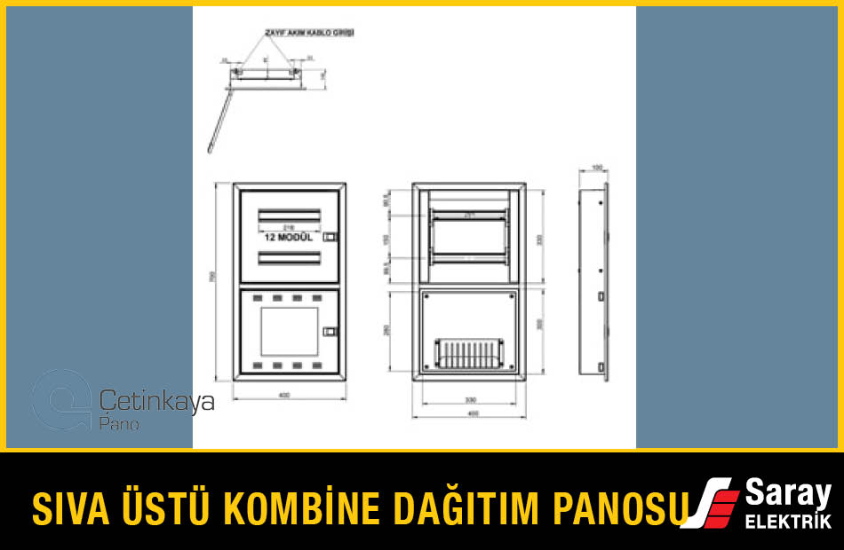 Çetinkaya Sıva Üstü Zayıf Akımlı Kombine Dağıtım Panosu