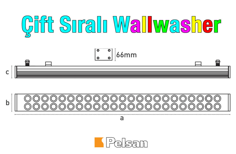 Inovaled Çift Sıralı Wallwasher Teknik Çizim